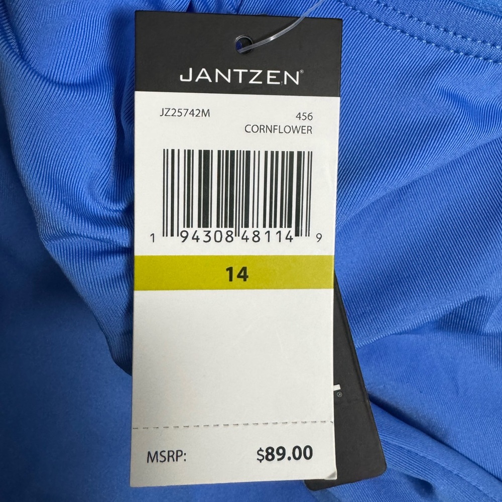 NWT Jantzen Off the Shoulder Cornflower Blue One Piece Bathing Suit Size 14 - Picture 7 of 13